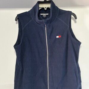 Tommy Hilfiger Sport L Navy Vest Fleece High Collar Zip Outdoor Layering Casual